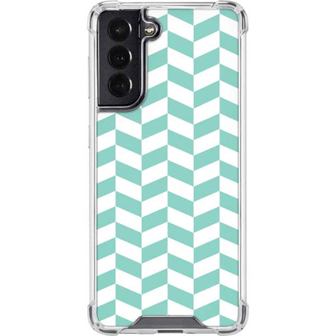 Blue White Chevron Galaxy S22 Clear Case
