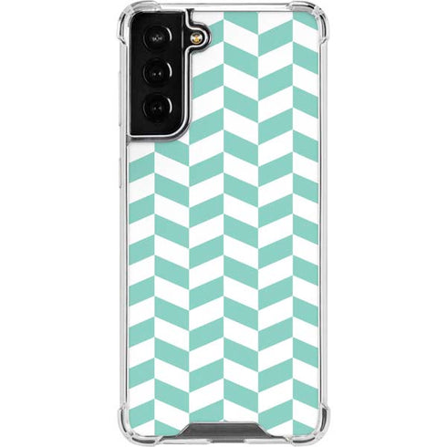 Blue White Chevron Galaxy S22 Plus Clear Case