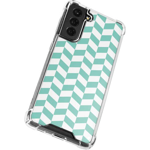 Blue White Chevron Galaxy S22 Plus Clear Case