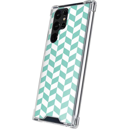 Blue White Chevron Galaxy S22 Ultra Clear Case