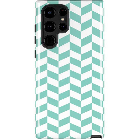Blue White Chevron Galaxy S22 Ultra Pro Case