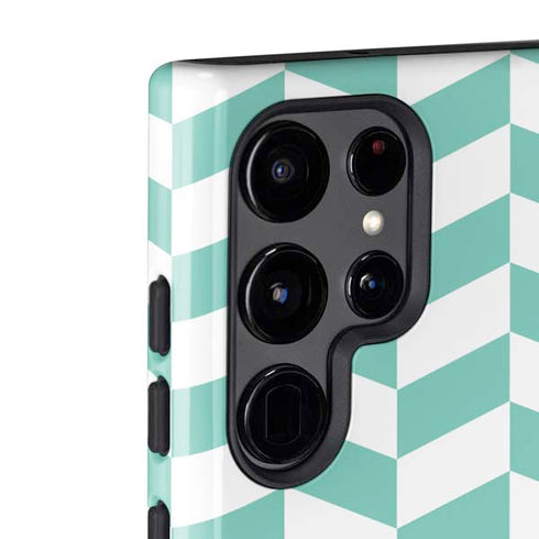Blue White Chevron Galaxy S22 Ultra Pro Case