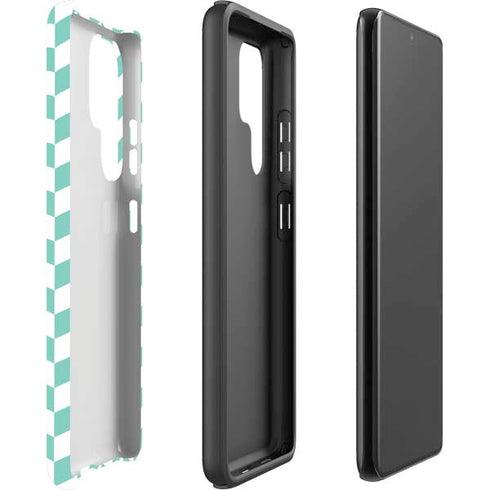 Blue White Chevron Galaxy S22 Ultra Pro Case