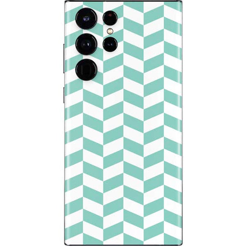 Blue White Chevron Galaxy S22 Ultra Skin
