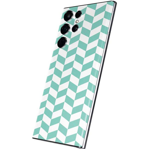 Blue White Chevron Galaxy S22 Ultra Skin