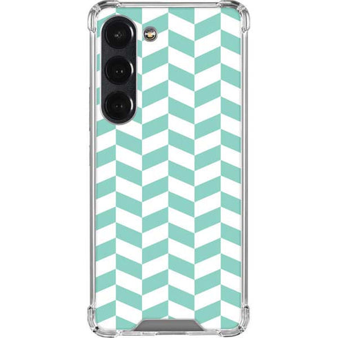 Blue White Chevron Galaxy S23 Clear Case