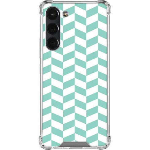 Blue White Chevron Galaxy S23 Plus Clear Case