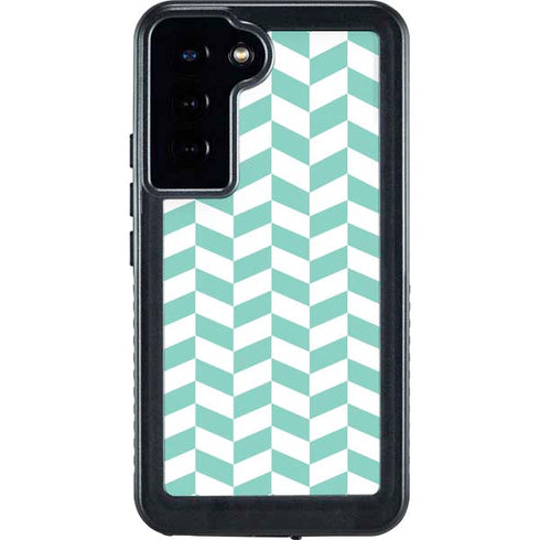 Blue White Chevron Galaxy S23 Plus Waterproof Case