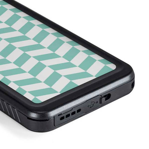 Blue White Chevron Galaxy S23 Plus Waterproof Case
