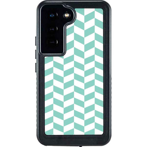 Blue White Chevron Galaxy S23 Waterproof Case