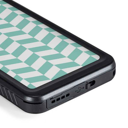 Blue White Chevron Galaxy S23 Waterproof Case