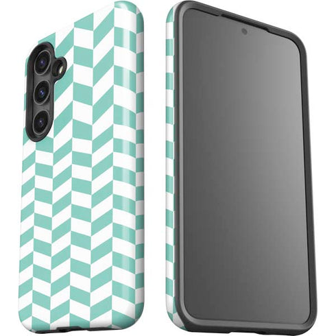 Blue White Chevron Galaxy S24 Impact Case