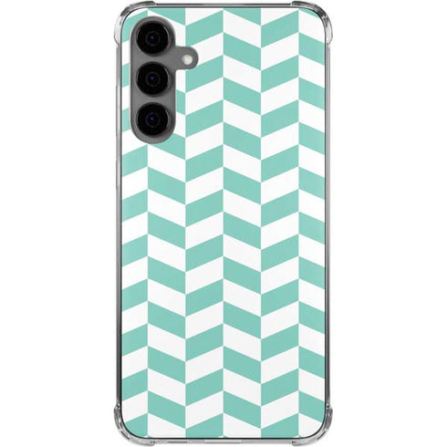 Blue White Chevron Galaxy S24 Plus Clear Case