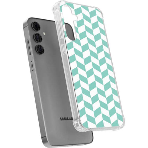 Blue White Chevron Galaxy S24 Plus Clear Case