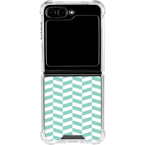 Blue White Chevron Galaxy Z Flip5 5G Clear Case
