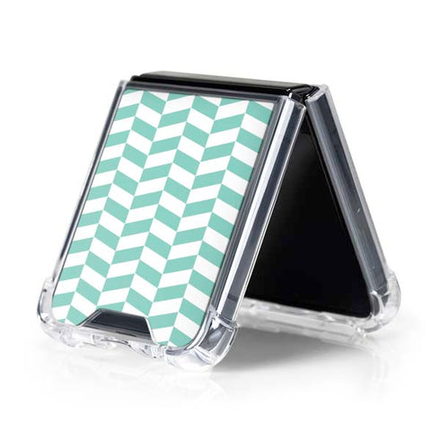 Blue White Chevron Galaxy Z Flip5 5G Clear Case