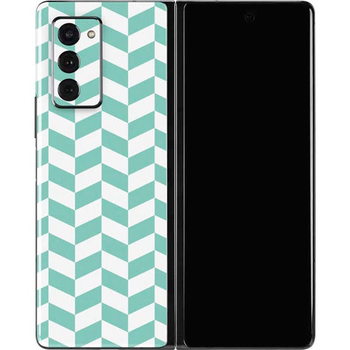 Blue White Chevron Galaxy Z Fold2 5G Skin