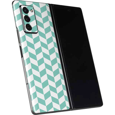 Blue White Chevron Galaxy Z Fold2 5G Skin