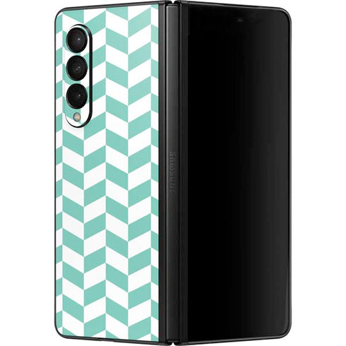 Blue White Chevron Galaxy Z Fold3 5G Skin