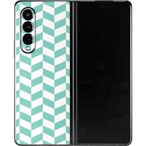 Blue White Chevron Galaxy Z Fold3 5G Skin