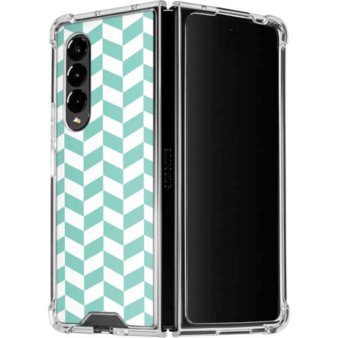 Blue White Chevron Galaxy Z Fold4 5G Clear Case