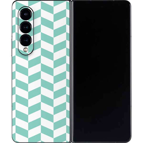 Blue White Chevron Galaxy Z Fold4 5G Skin