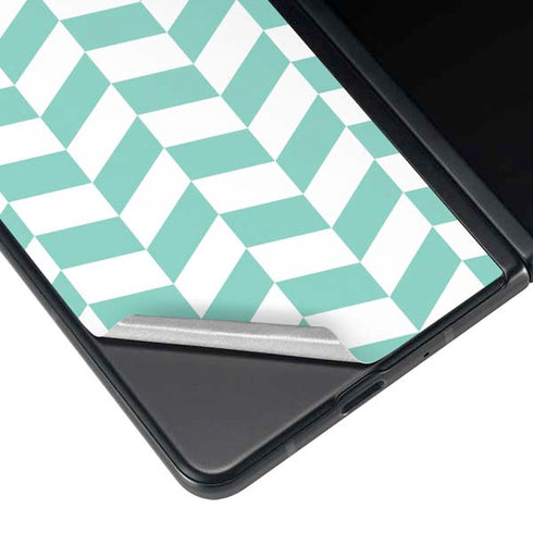 Blue White Chevron Galaxy Z Fold4 5G Skin