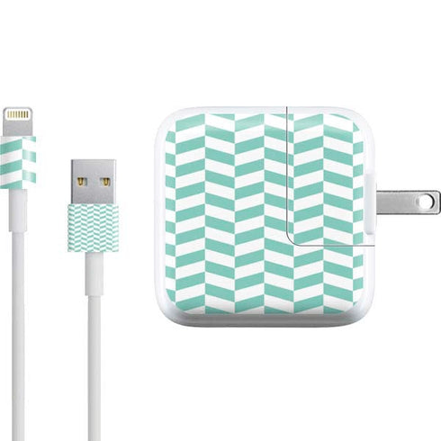 Blue White Chevron iPad Charger (10W USB) Skin