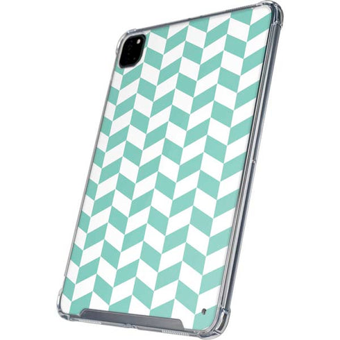 Blue White Chevron iPad Pro 12.9in (2020) Clear Case