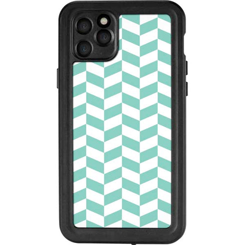 Blue White Chevron iPhone 11 Pro Max Waterproof Case