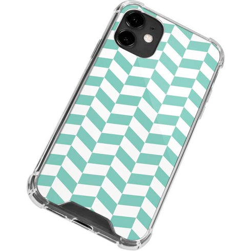 Blue White Chevron iPhone 12 Clear Case