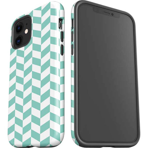Blue White Chevron iPhone 12 Impact Case