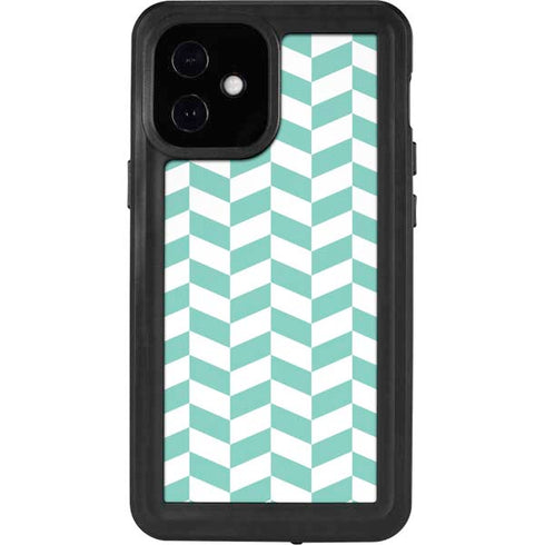 Blue White Chevron iPhone 12 Mini Waterproof Case