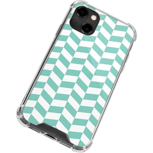 Blue White Chevron iPhone 13 Clear Case