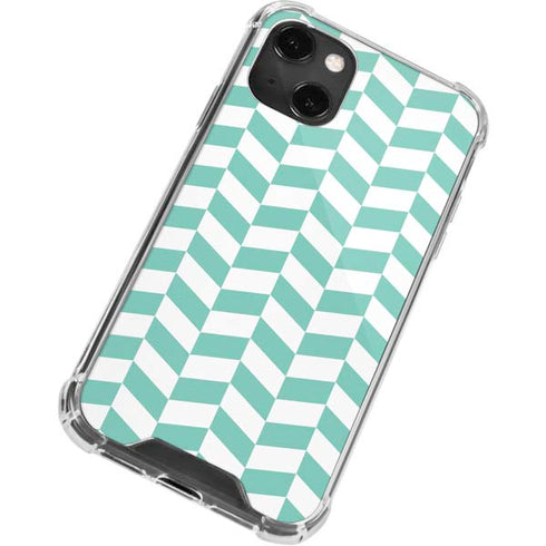 Blue White Chevron iPhone 13 Mini Clear Case