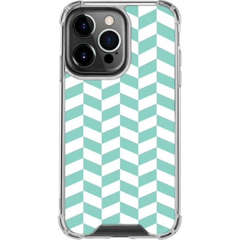 Blue White Chevron iPhone 13 Pro Clear Case