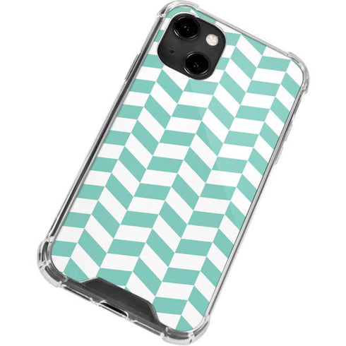 Blue White Chevron iPhone 14 Clear Case