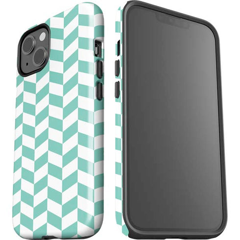 Blue White Chevron iPhone 15 Plus Impact Case