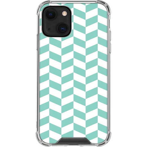 Blue White Chevron iPhone 14 Plus Clear Case