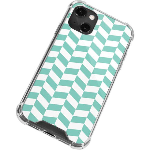 Blue White Chevron iPhone 14 Plus Clear Case
