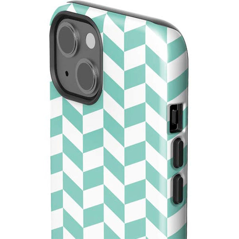 Blue White Chevron iPhone 15 Impact Case