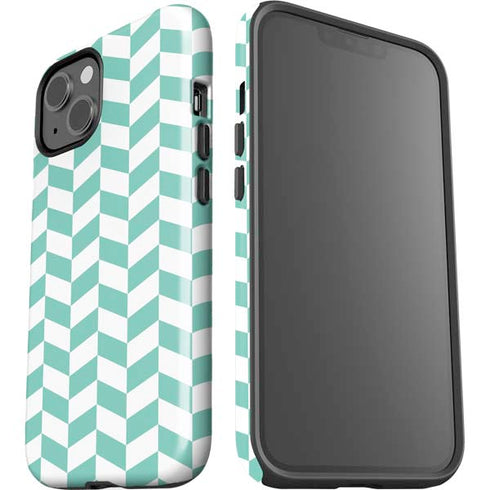 Blue White Chevron iPhone 15 Impact Case