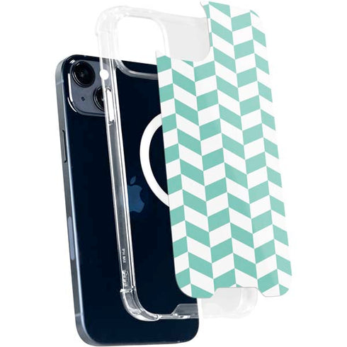 Blue White Chevron iPhone 14 Plus MagSafe Case