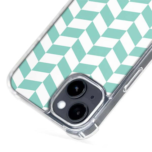 Blue White Chevron iPhone 15 Plus MagSafe Case