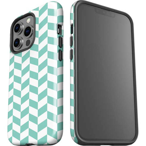 Blue White Chevron iPhone 14 Pro Impact Case