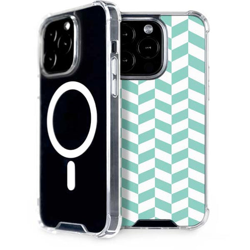 Blue White Chevron iPhone 14 Pro MagSafe Case