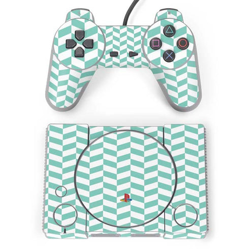 Blue White Chevron PlayStation Classic Bundle Skin