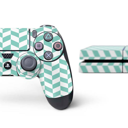 Blue White Chevron PS4 Console and Controller Bundle Skin