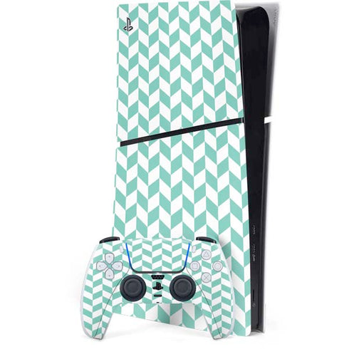 Blue White Chevron PS5 Slim Digital Edition Console Skin