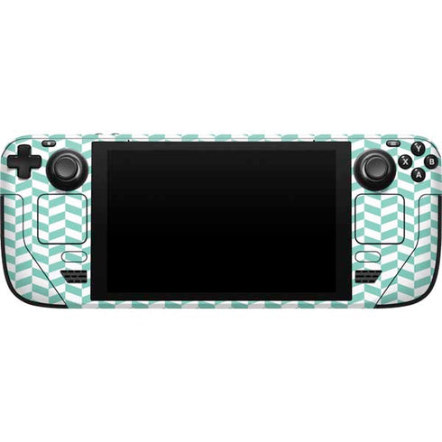 Blue White Chevron Steam Deck Handheld Gaming Computer Skin